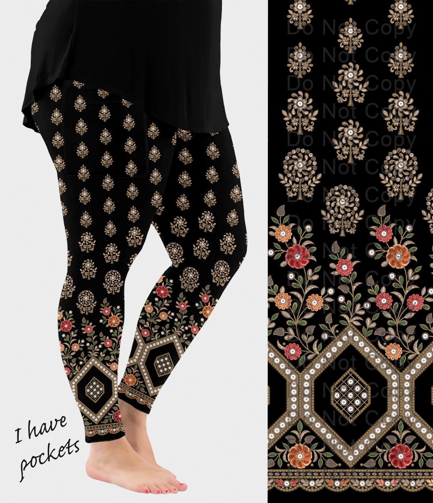 RTS - Pretty Lace Border Leggings w/ Pockets