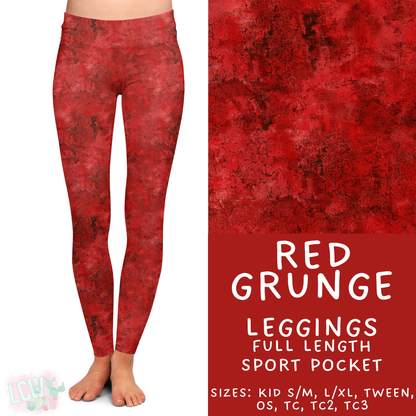 Batch #441 - Color Grunge - Closes 11/3 - ETA mid Dec - Red Grunge Full Length Leggings