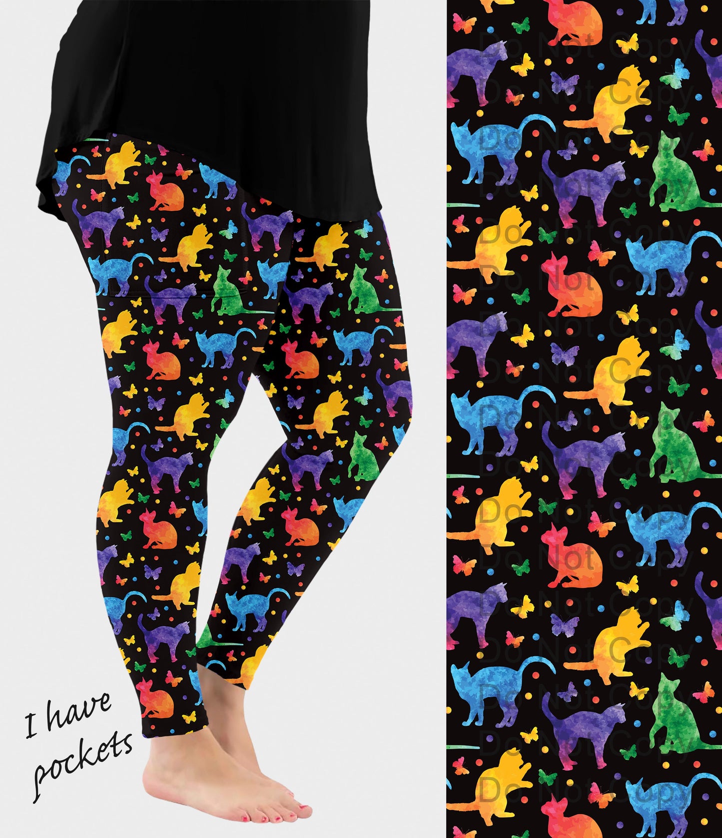 RTS - Rainbow Cats Leggings w/ Pockets