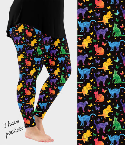 RTS - Rainbow Cats Leggings w/ Pockets