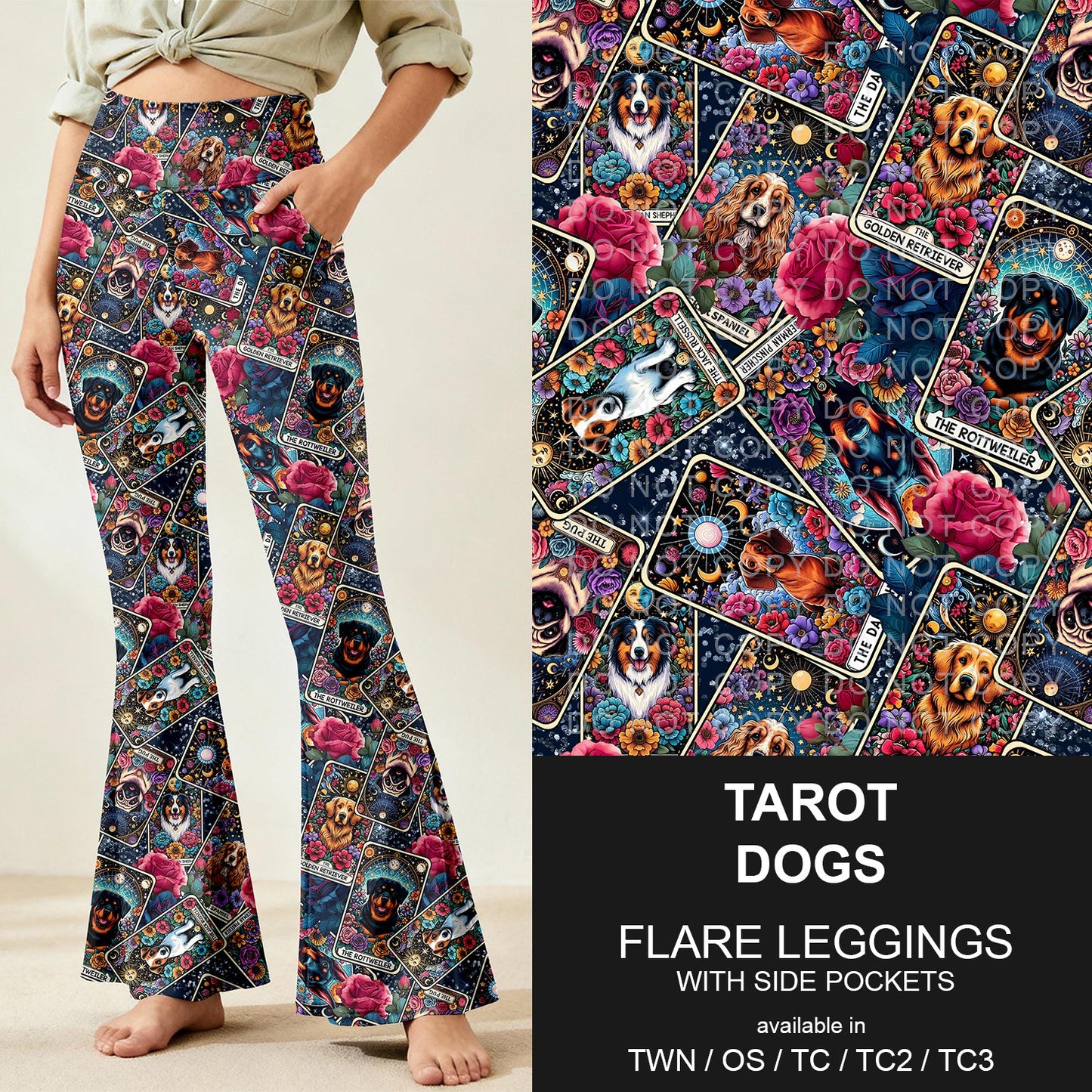 B259 - Preorder Tarot Dogs Flare Leggings (Closes 11/07. ETA: mid Jan.)