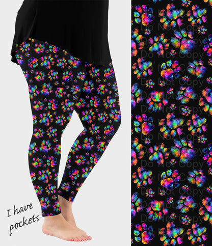 RTS - Tie Dye Paws Leggings w/ Pockets