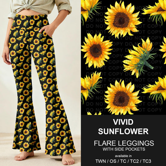 B259 - Preorder Vivid Sunflower Flare Leggings (Closes 11/07. ETA: mid Jan.)