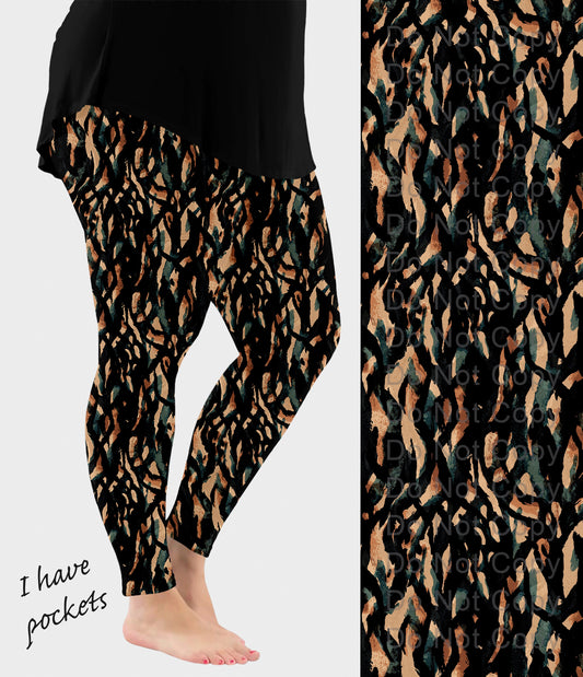 RTS - Abstract Animal Print Leggings w/ Pockets