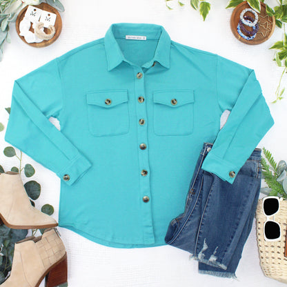 IN STOCK Brenna Button Down Top - Teal FINAL SALE