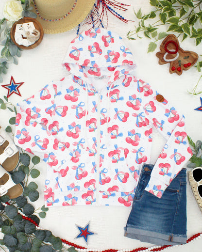 IN STOCK Fullzip Hoodie - Patriotic Cherries FINAL SALE