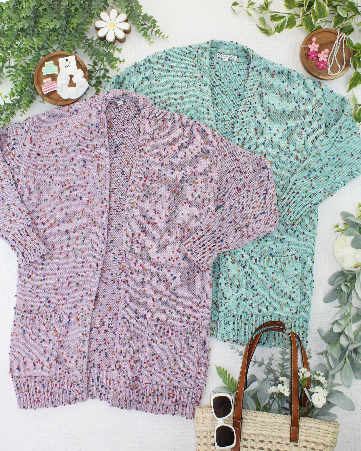 IN STOCK Carly Confetti Dot Cardigan - Lavender FINAL SALE