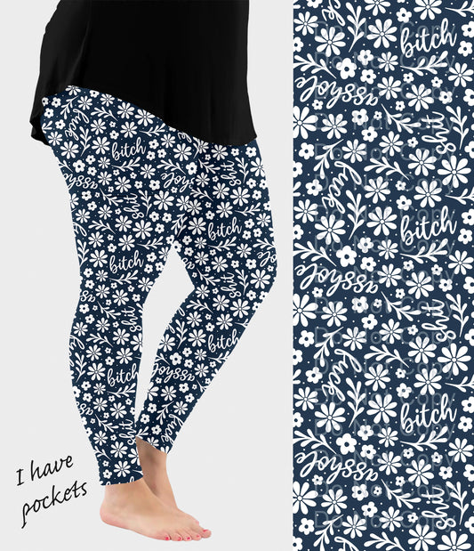 RTS - Floral Curse Words Leggings w/ Pockets