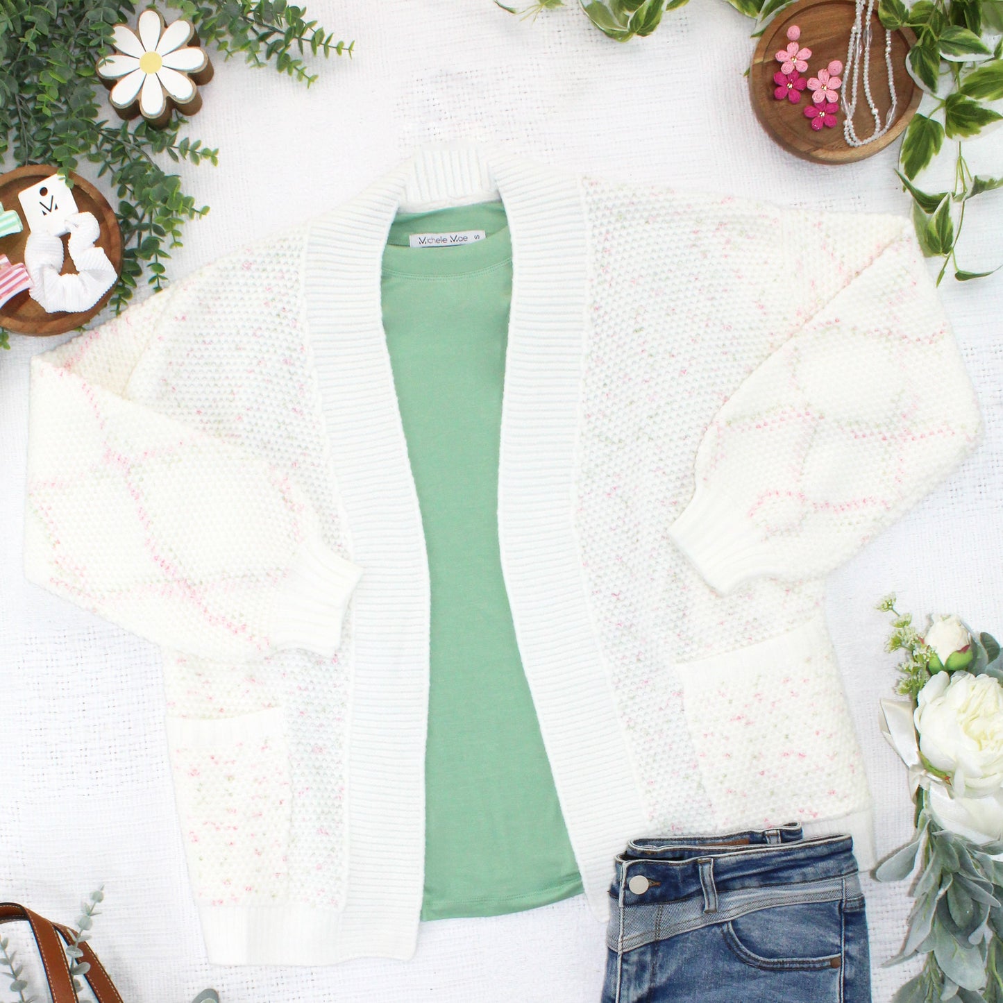 IN STOCK Kinsley Cardigan - Pink and Green Mix FINAL SALE