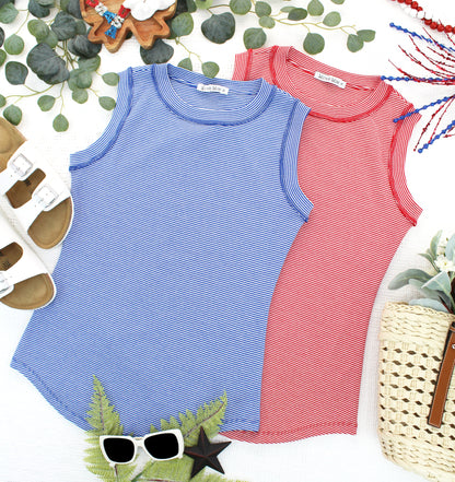 IN STOCK Morgan Micro Striped Tank - Red FINAL SALE