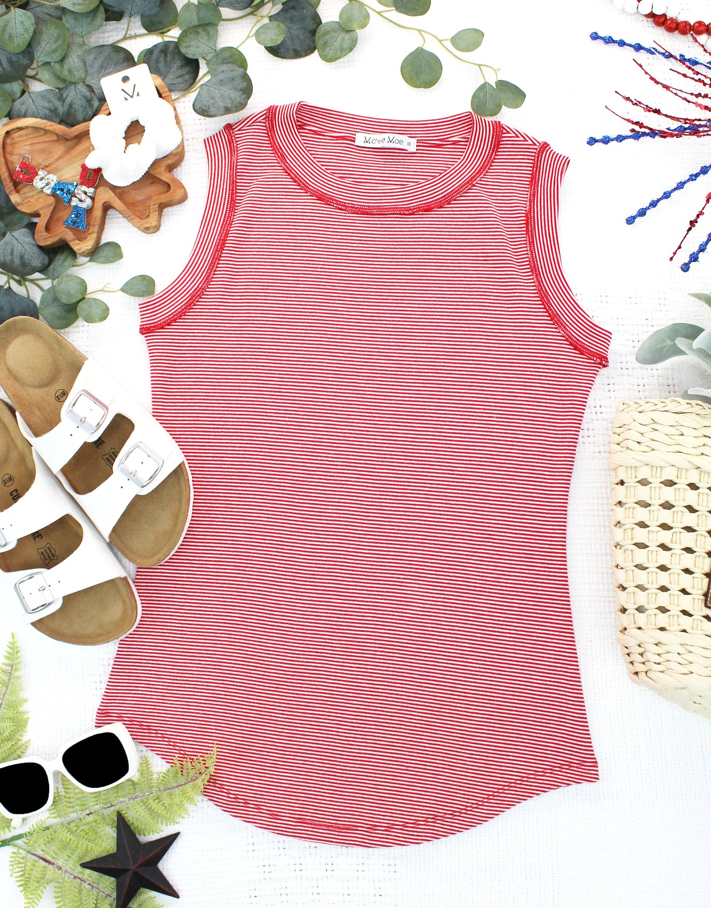 IN STOCK Morgan Micro Striped Tank - Red FINAL SALE