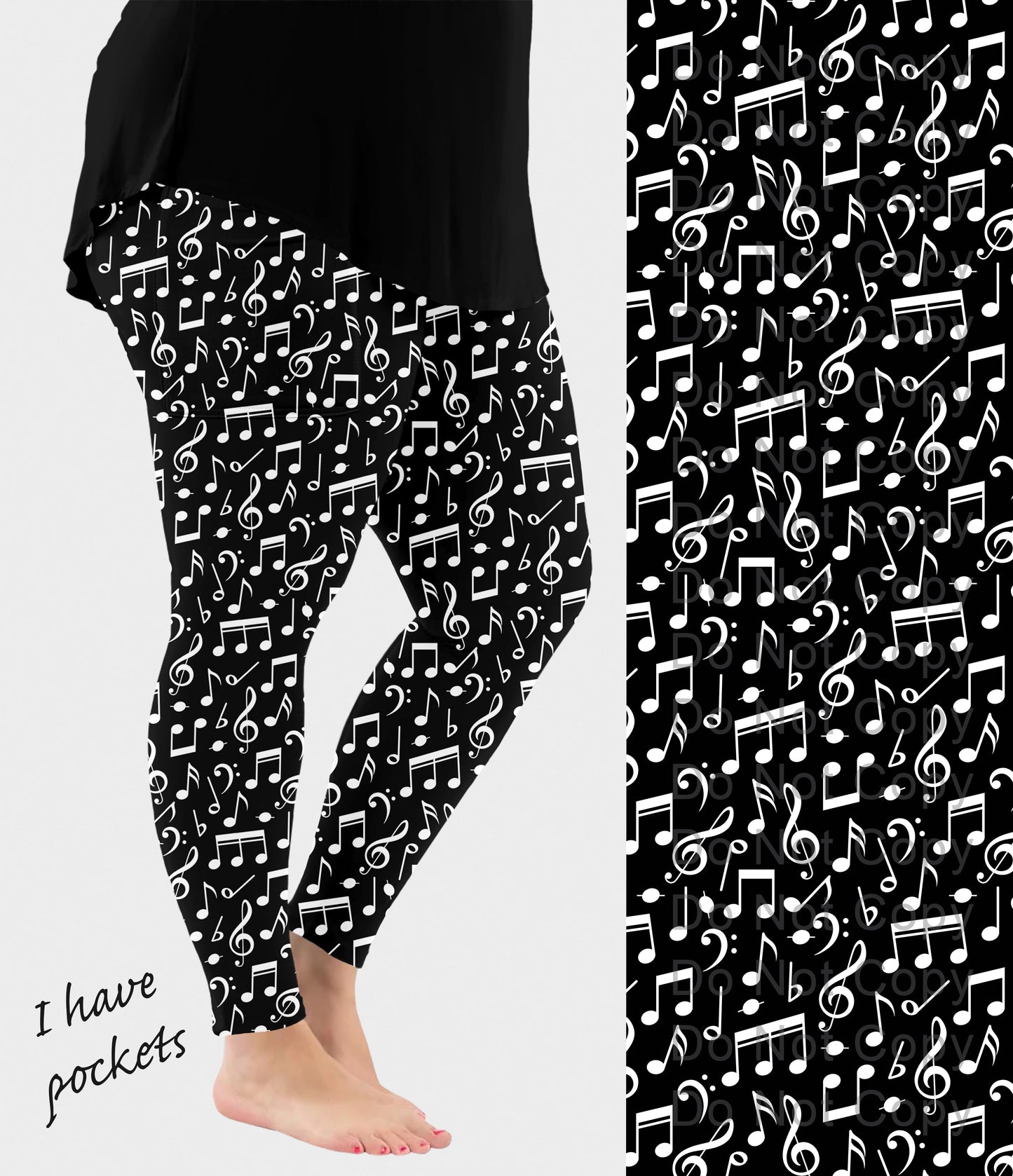 RTS - Music Notes Leggings w/ Pockets