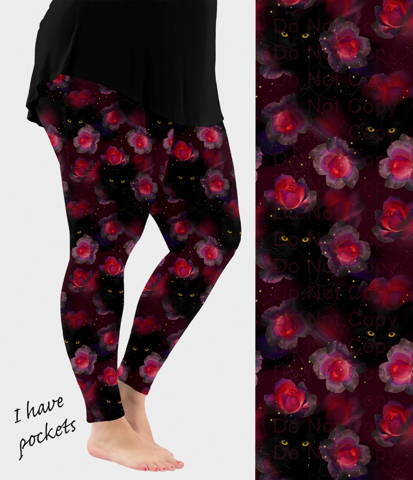 RTS - Mystic Black Cat Leggings w/ Pockets
