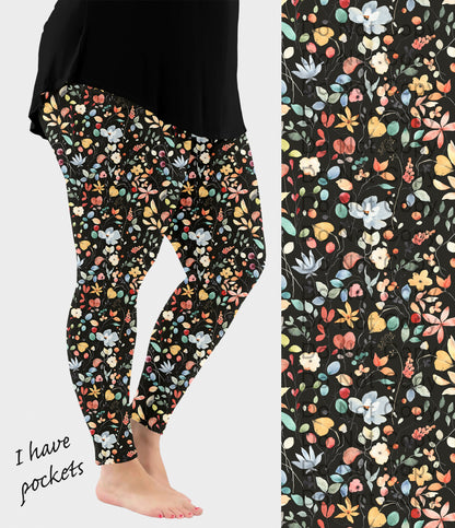 RTS - Pretty Leaves Leggings w/ Pockets