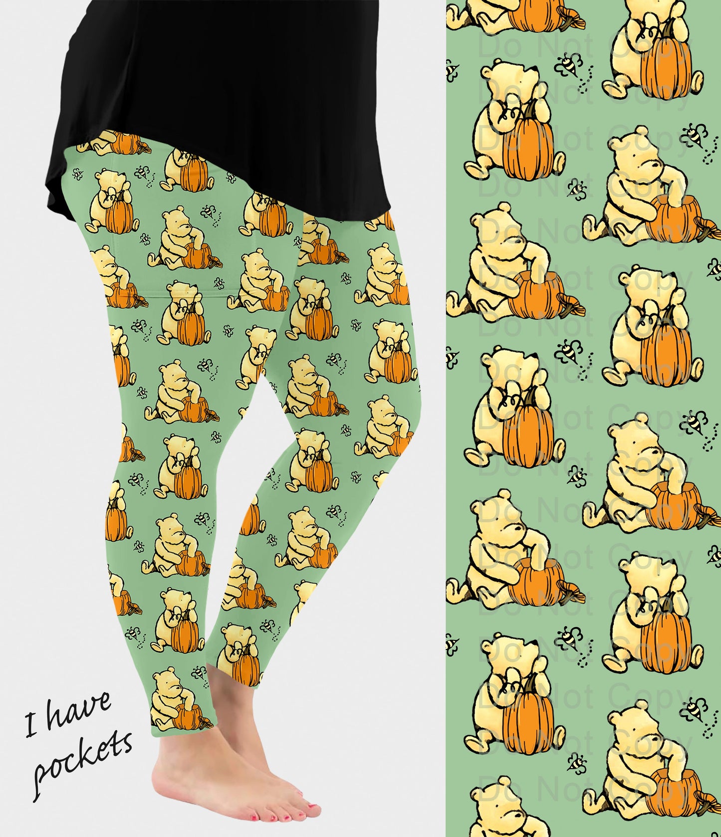 RTS - Pumpkin Bear Leggings w/ Pockets