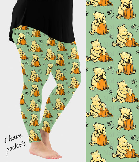 RTS - Pumpkin Bear Leggings w/ Pockets