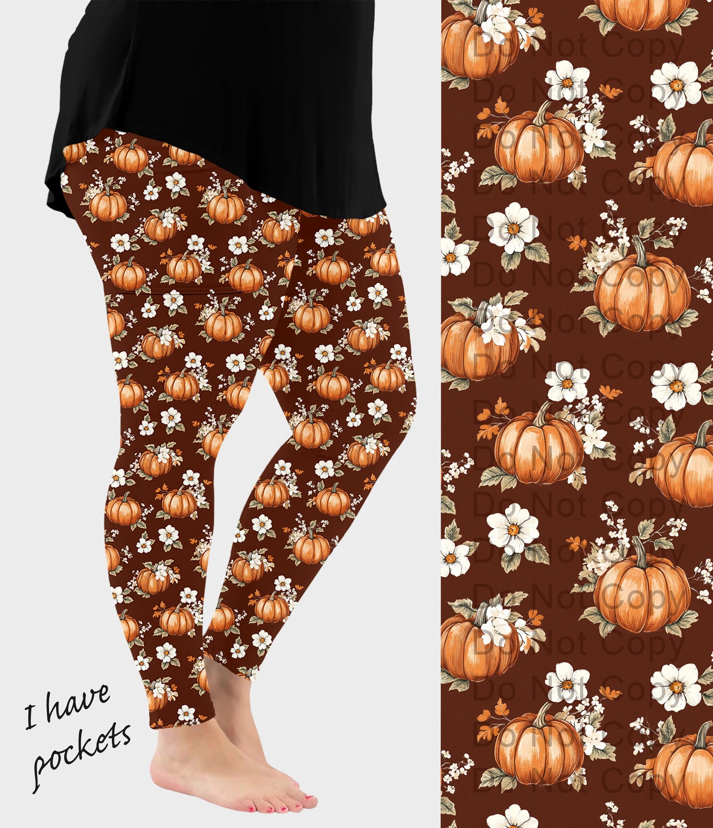 RTS - Pumpkin Blossom Leggings w/ Pockets