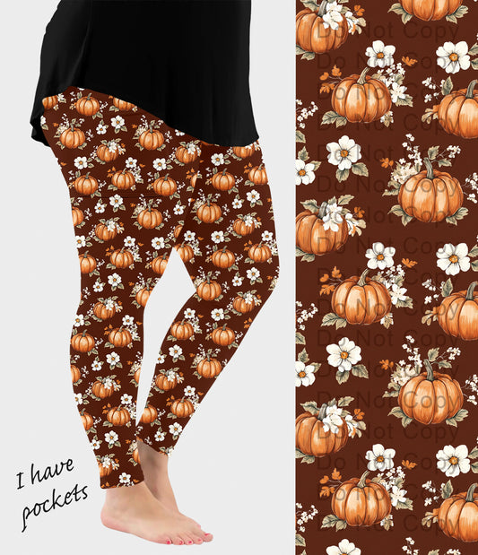 RTS - Pumpkin Blossom Leggings w/ Pockets