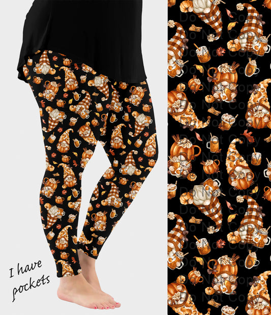 RTS - Pumpkin Spice Gnomes Leggings w/ Pockets