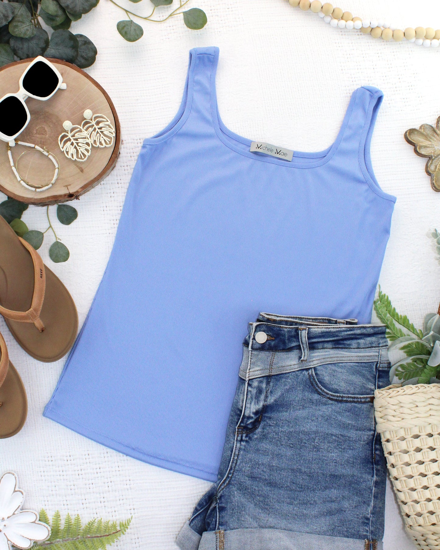 IN STOCK Rachel Ribbed Tank -  Sky Blue FINAL SALE