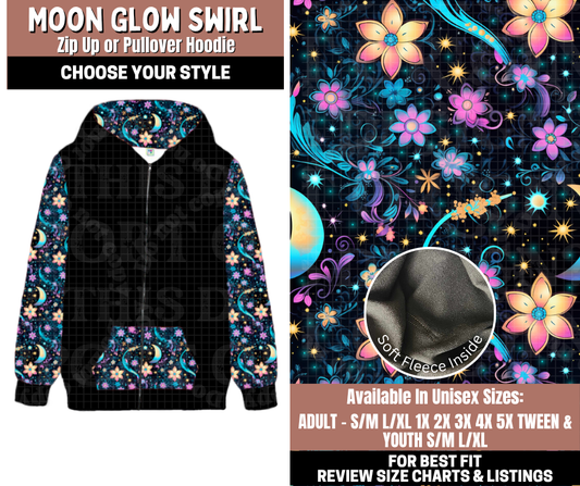 Preorder! Closes 11/3. ETA Jan. Moon Glow Swirl Zip-Up or Pullover Hoodie