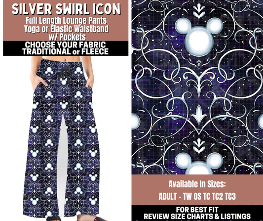 Preorder! Closes 11/3. ETA Jan. Silver Swirl Icon Lounge Pants Choose Fleece or Traditional