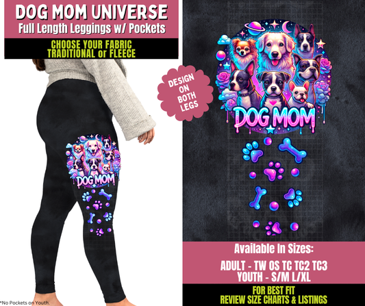 Preorder! Closes 11/5. ETA Jan. Dog Mom Universe Watercolor Leggings w/ Side Leg Designs Choose Fleece or Traditional