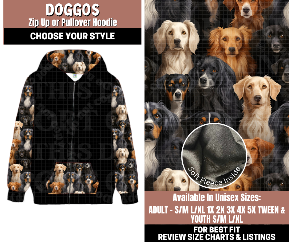 Preorder! Closes 11/3. ETA Jan. Doggos Zip-Up or Pullover Hoodie