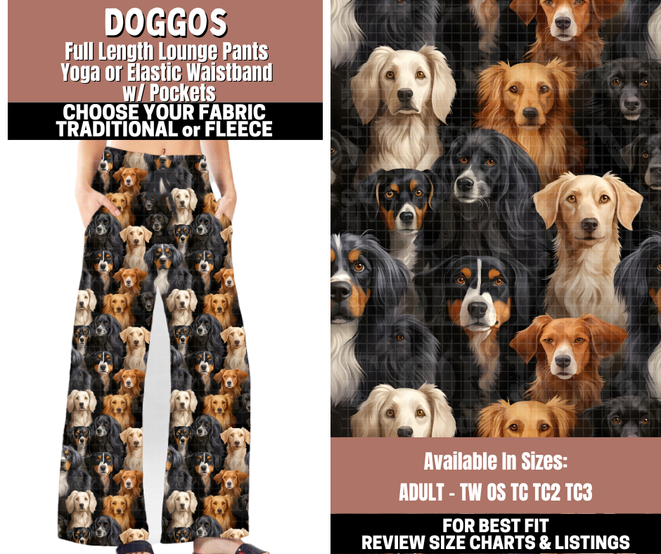 Preorder! Closes 11/3. ETA Jan. Doggos Lounge Pants Choose Fleece or Traditional