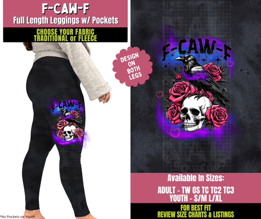 Preorder! Closes 11/5. ETA Jan. F-Caw-F Watercolor Leggings w/ Side Leg Designs Choose Fleece or Traditional