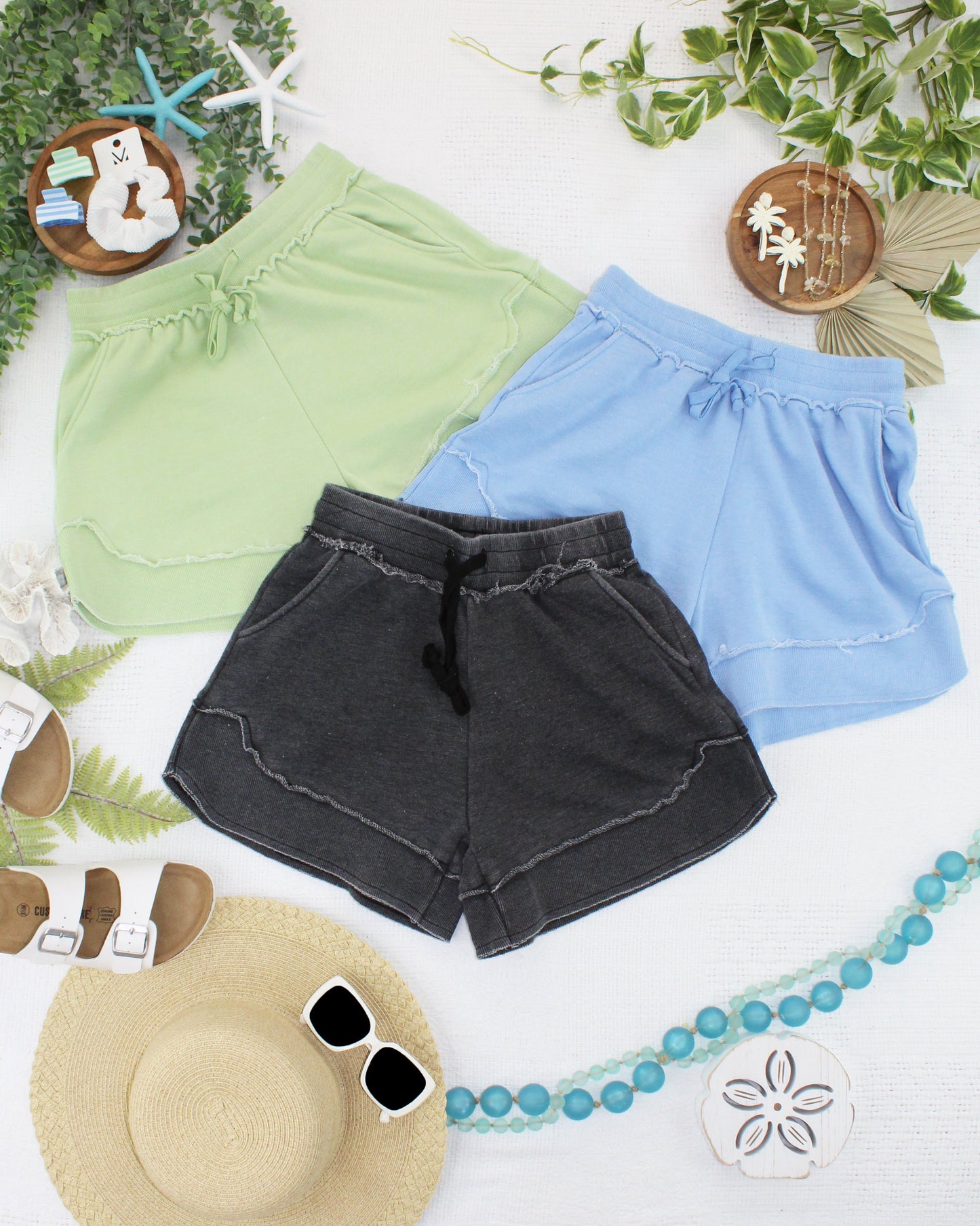IN STOCK French Terry Stevie Shorts - Spring Leaf FINAL SALE