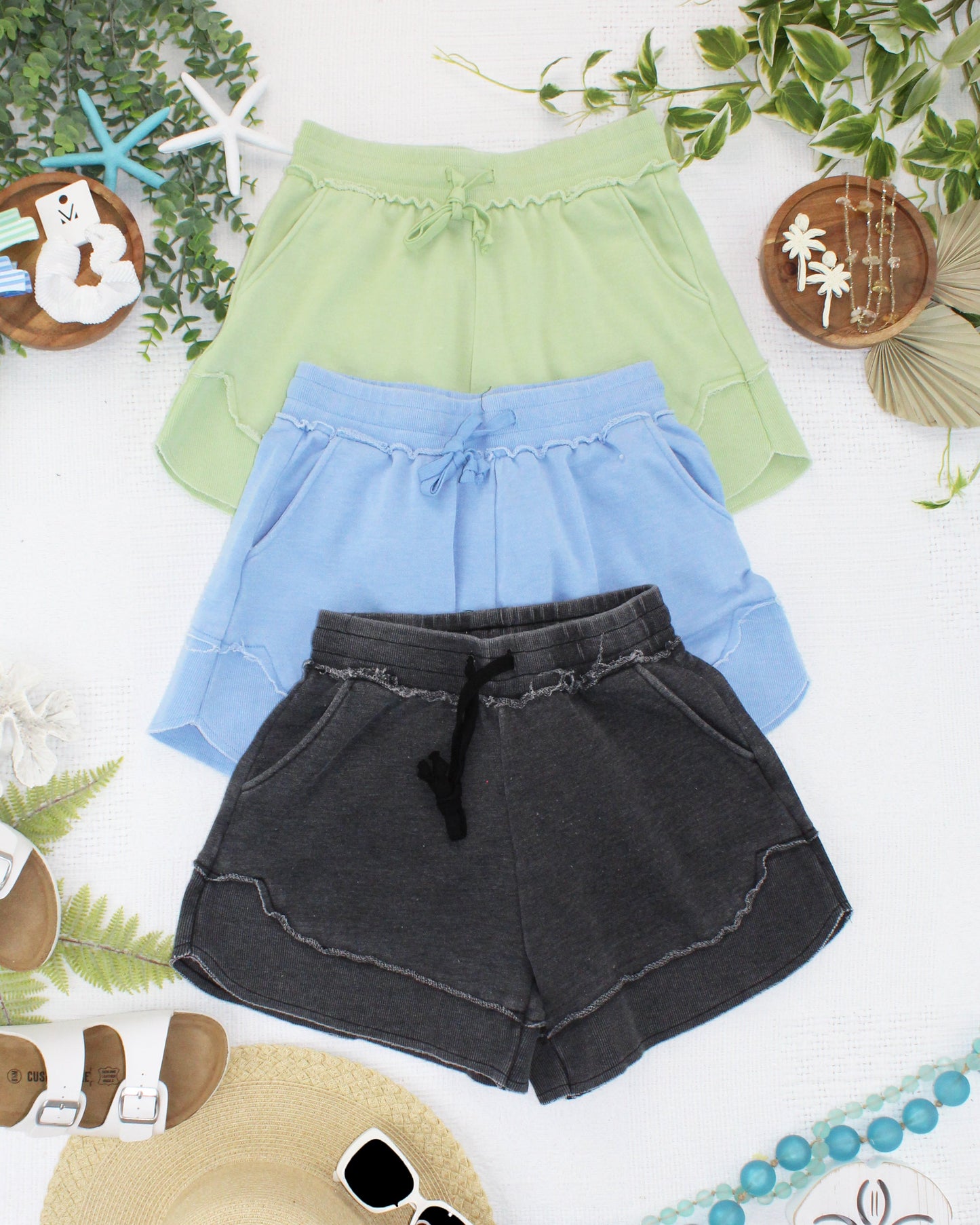 IN STOCK French Terry Stevie Shorts - Spring Leaf FINAL SALE